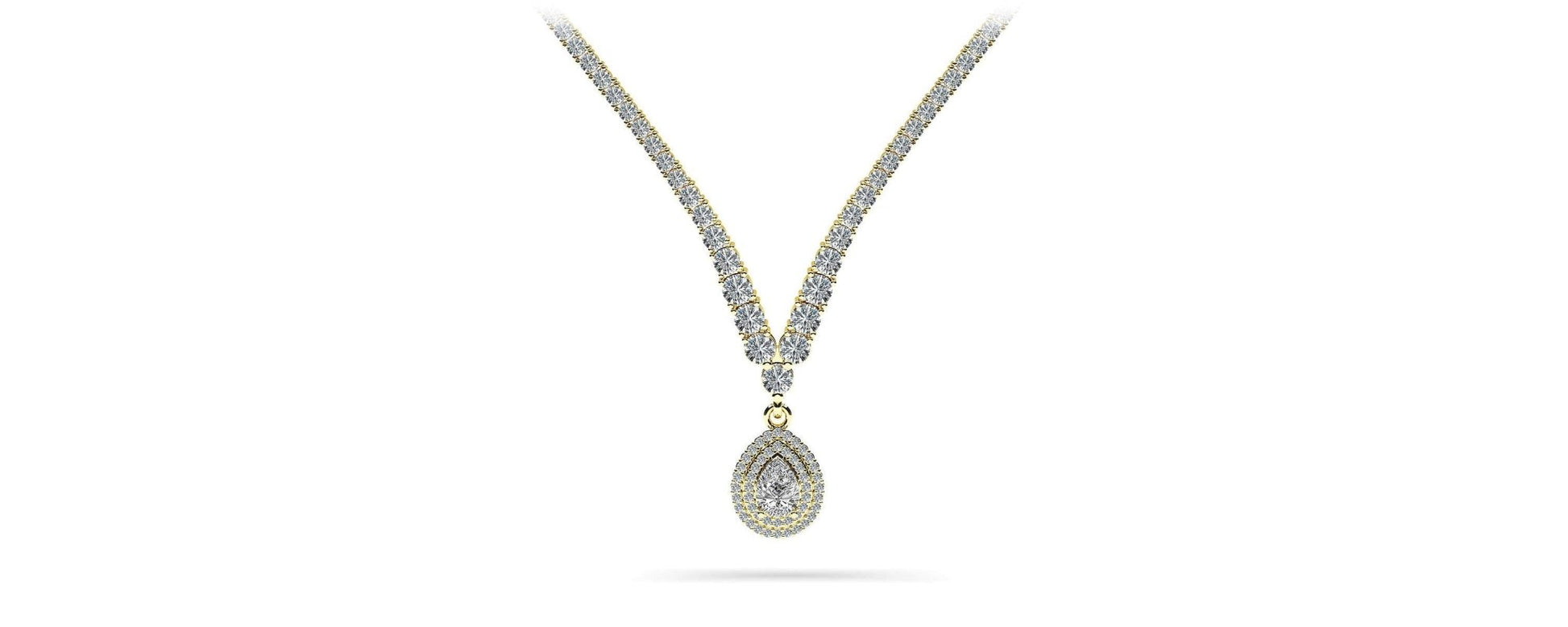 4 Prong Graduated V Diamond Necklace with 8.19 ct.(finished) - Luxury Time NYC