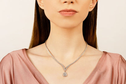 4 Prong Graduated V Diamond Necklace with 9.08 ct.(finished) - Luxury Time NYC