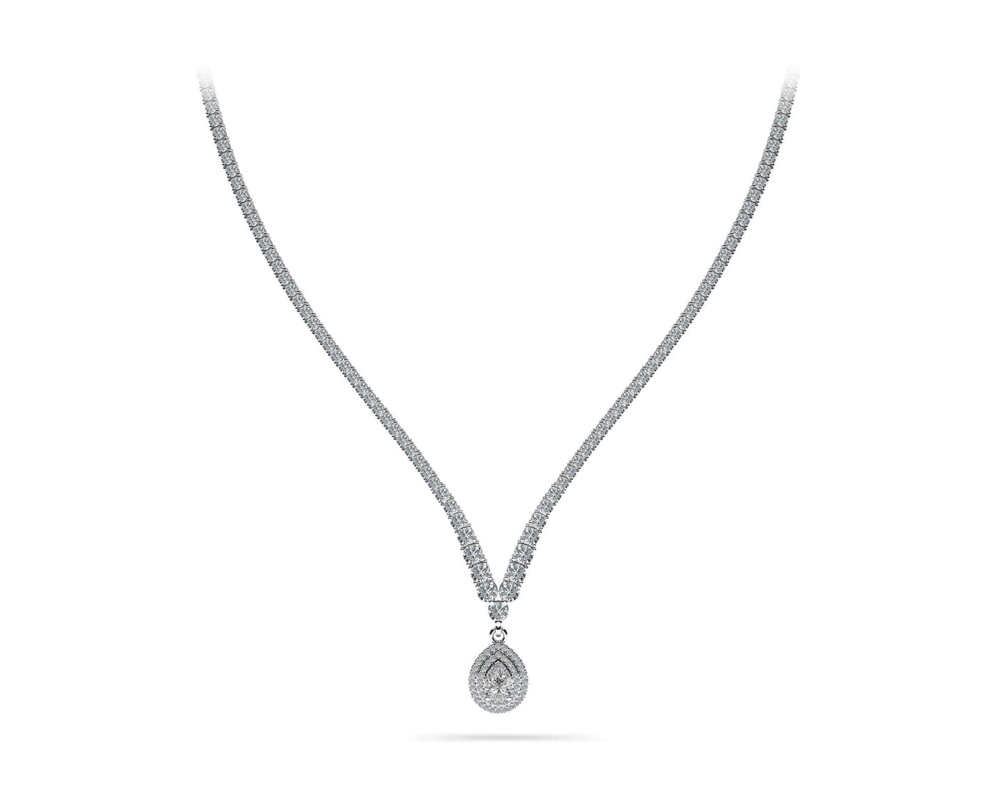 4 Prong Graduated V Diamond Necklace with 9.08 ct.(finished) - Luxury Time NYC