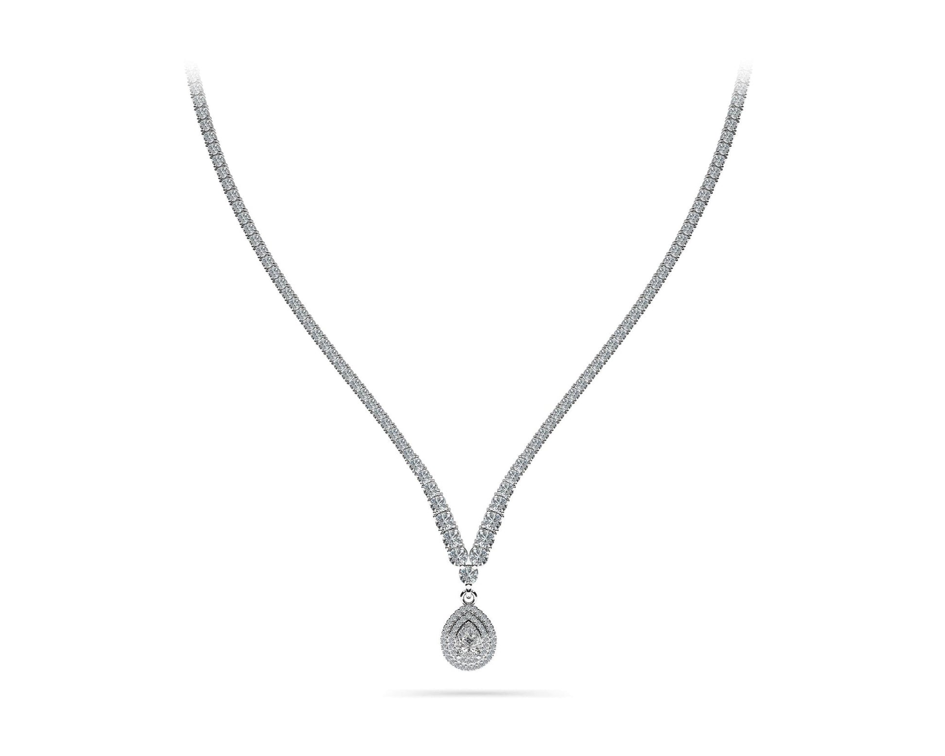 4 Prong Graduated V Diamond Necklace with 9.08 ct.(finished) - Luxury Time NYC