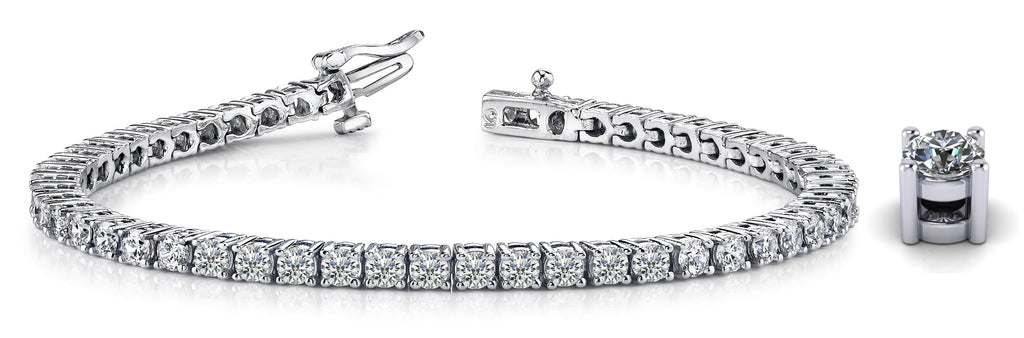 Four Prong Classic Lab-Grown Diamond Tennis Bracelet with 10.40 ct.(finished) 4.1mm