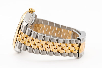 Rolex Steel and Yellow Gold Rolesor Datejust 41 Watch - Fluted Bezel - White Mother-Of-Pearl Diamond Dial - Jubilee Bracelet - 126333 mdj