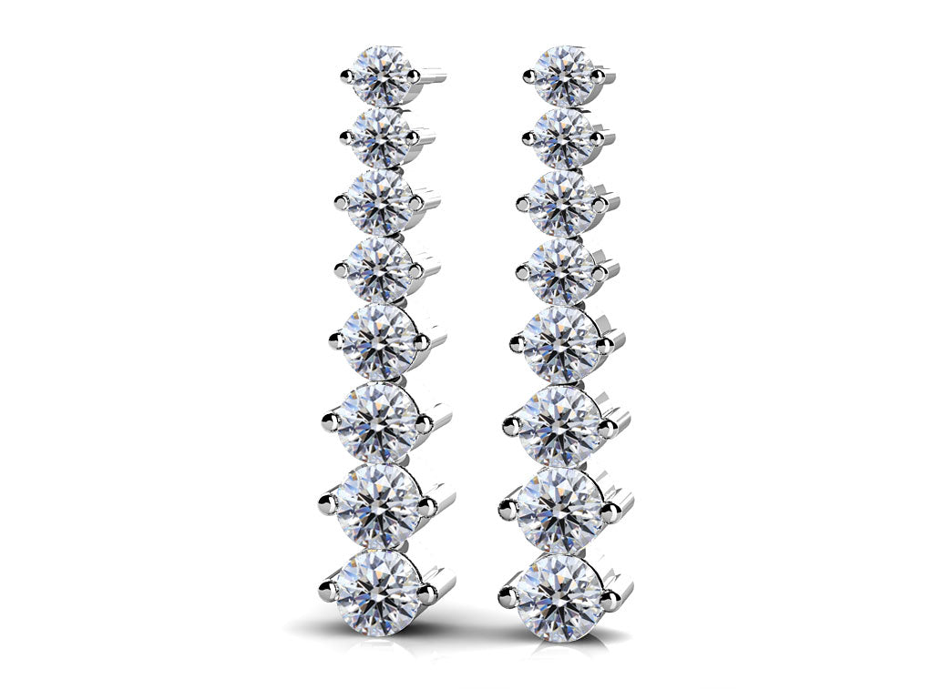 Graduated Diamond Drop Earrings In Diamond  with 3.05 ct.(finished)