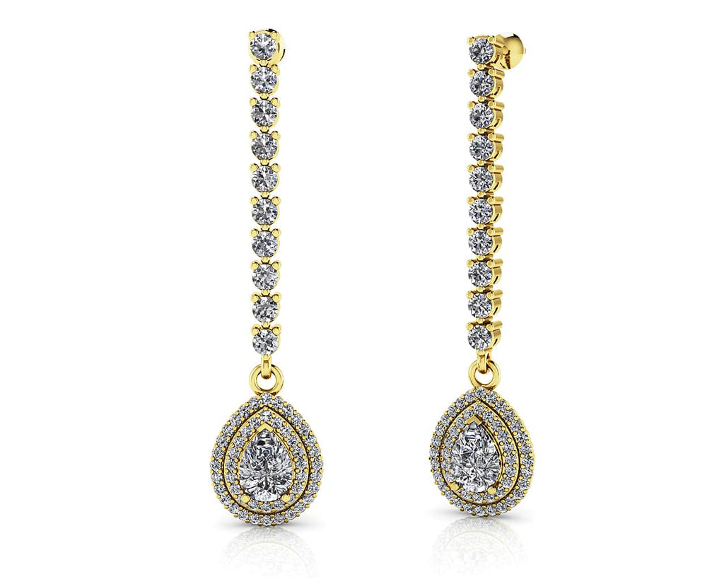 Forever Sparkling Diamond Pear Drop Diamond Earrings with 2.48 ct.(finished) 7x5mm, 1mm, 2.3mm