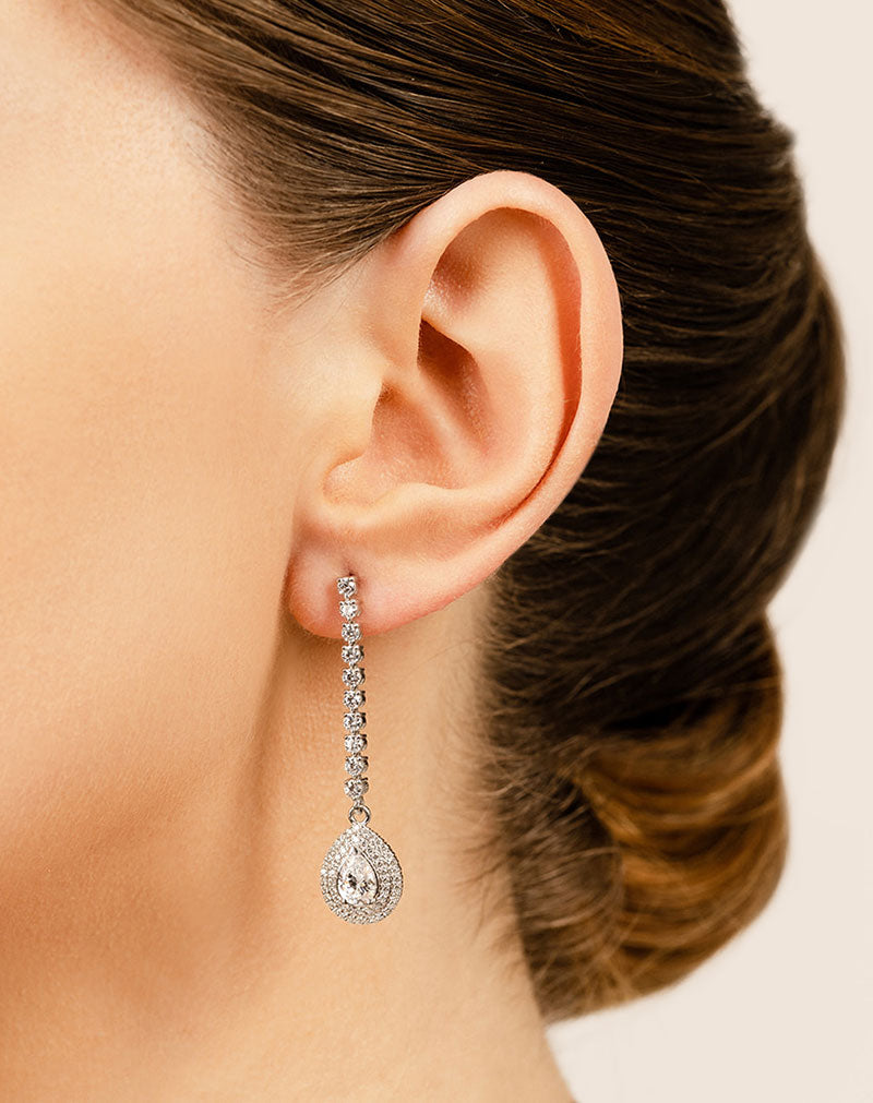 Forever Sparkling Diamond Pear Drop Diamond Earrings with 2.48 ct.(finished) 7x5mm, 1mm, 2.3mm