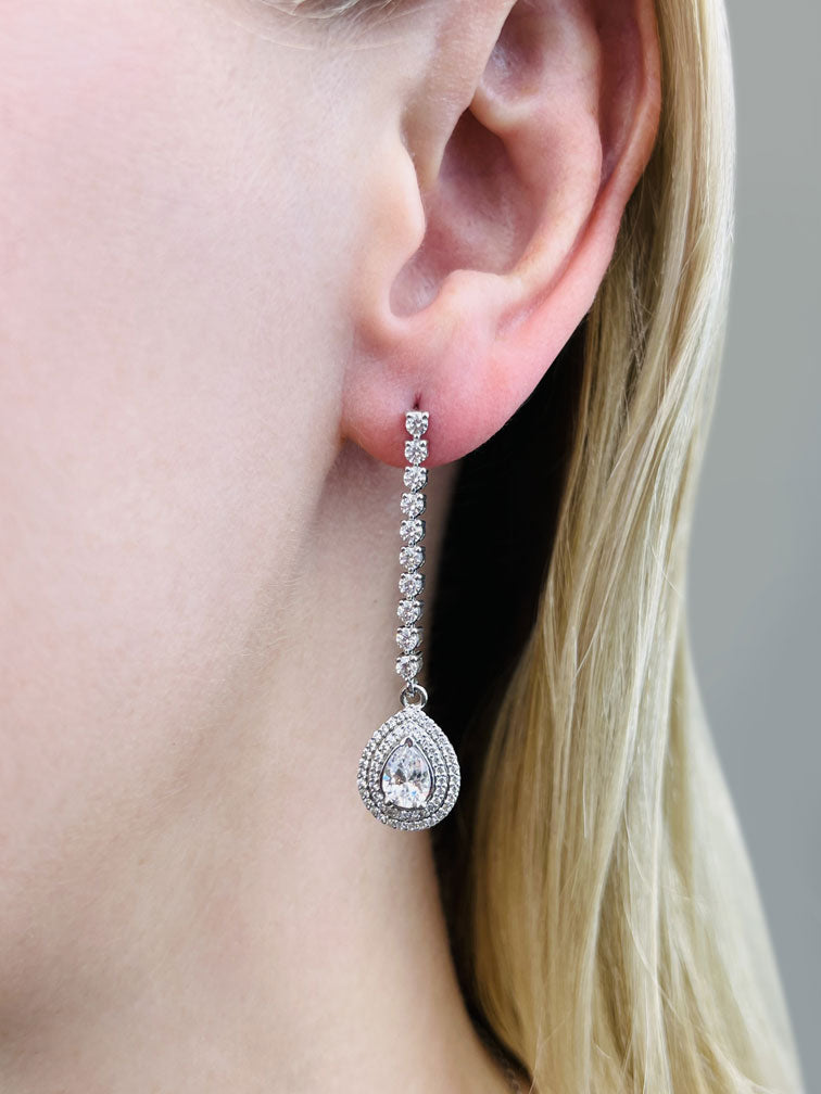 Forever Sparkling Diamond Pear Drop Diamond Earrings with 2.48 ct.(finished) 7x5mm, 1mm, 2.3mm