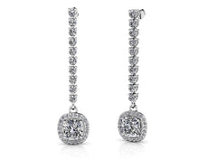 Load image into Gallery viewer, Modern Elegance Cushion Cut Diamond Drop Earrings Diamond  with 4.25 ct.(finished) 1.1mm, 2.3mm, 6.5mm