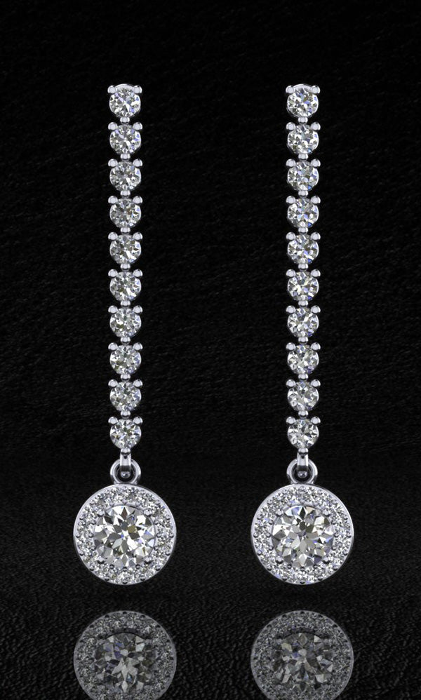 Diamond Dreams Drop Diamond Earrings with 2.52 ct.(finished) 1.1mm, 2.3mm, 5.5mm