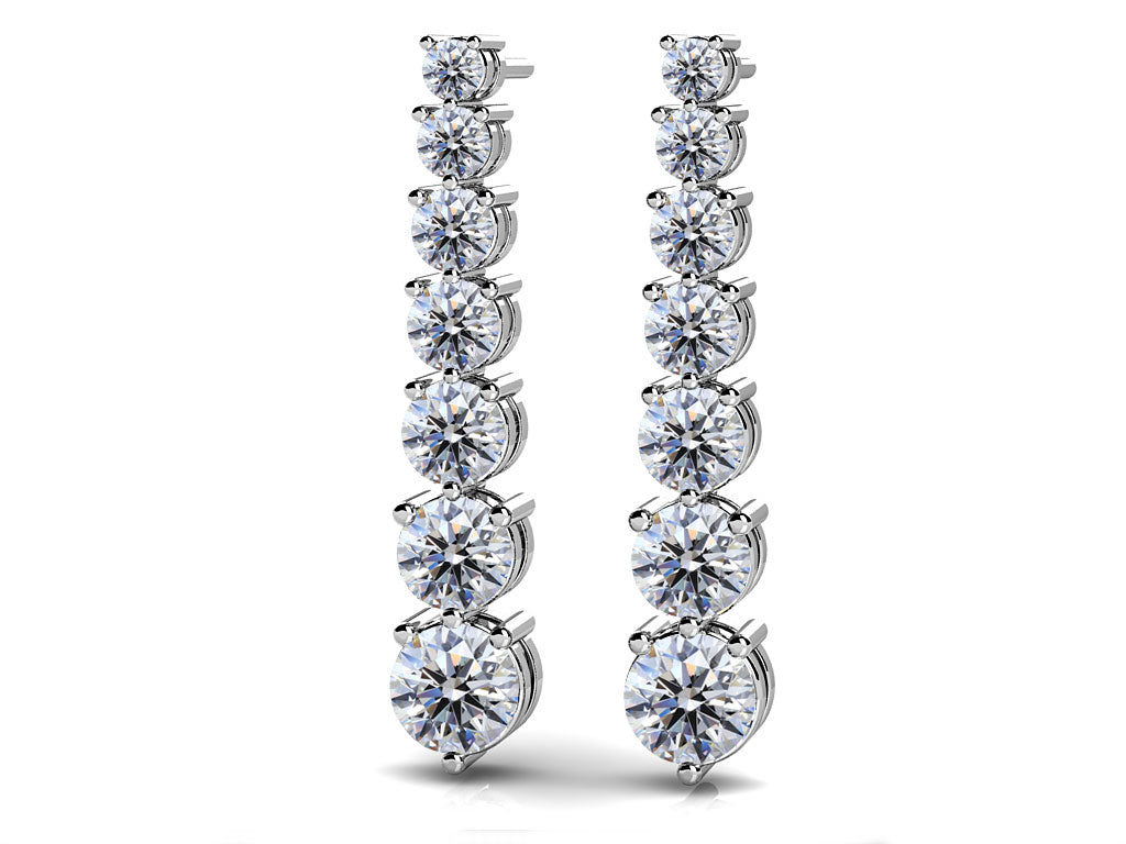 Prong Set Diamond Cascade Earrings Diamond  with 0.49 ct.(finished) 1.8mm, 2.2mm, 3.25mm