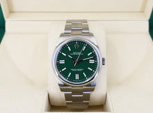 Load image into Gallery viewer, Rolex Oyster Perpetual 41 Watch - Domed Bezel - Green Index Dial - Oyster Bracelet - 2020 Release - 124300 greio