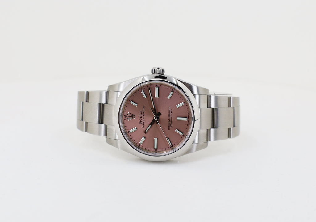Rolex Oyster Perpetual 34 Watch - Domed Bezel - Pink Index Dial - Oyster Bracelet - 124200 pio