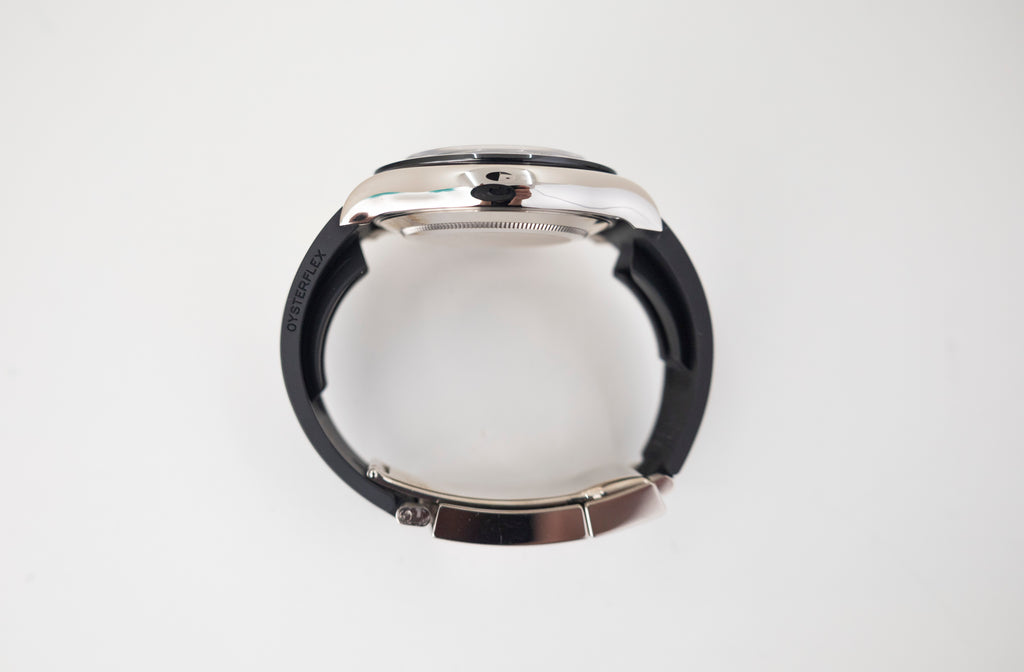 Rolex White Gold Cosmograph Daytona 40 Watch - Steel Index Dial - Black Oysterflex Strap - 116519LN stbkof