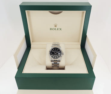 Rolex Datejust 36 White Gold/Steel Black Index Dial & Fluted Bezel Oyster Bracelet 126234