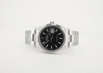 Rolex Datejust 36 White Gold/Steel Black Index Dial & Fluted Bezel Oyster Bracelet 126234