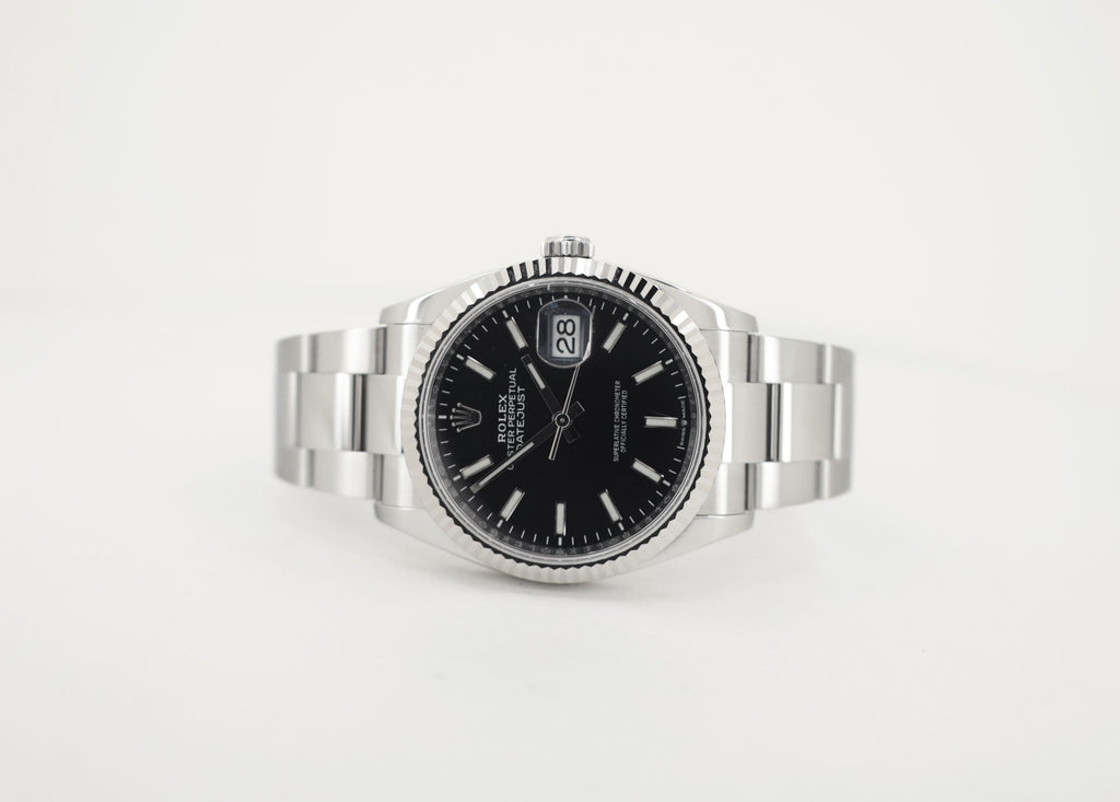 Rolex Datejust 36 White Gold/Steel Black Index Dial & Fluted Bezel Oyster Bracelet 126234