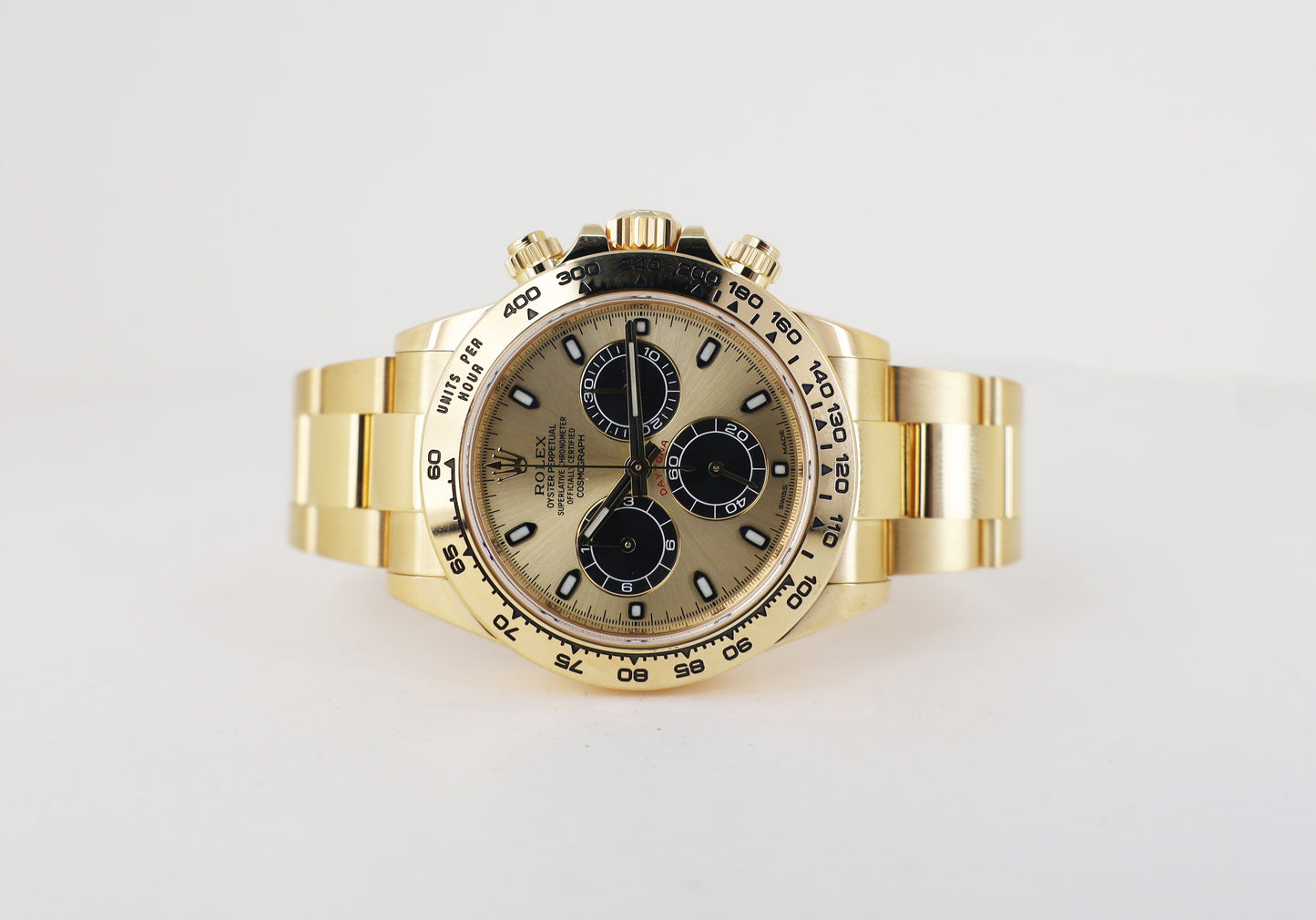 Rolex Daytona Yellow Gold Champagne/Black Index Dial Yellow Gold Bezel Oyster Bracelet 116508