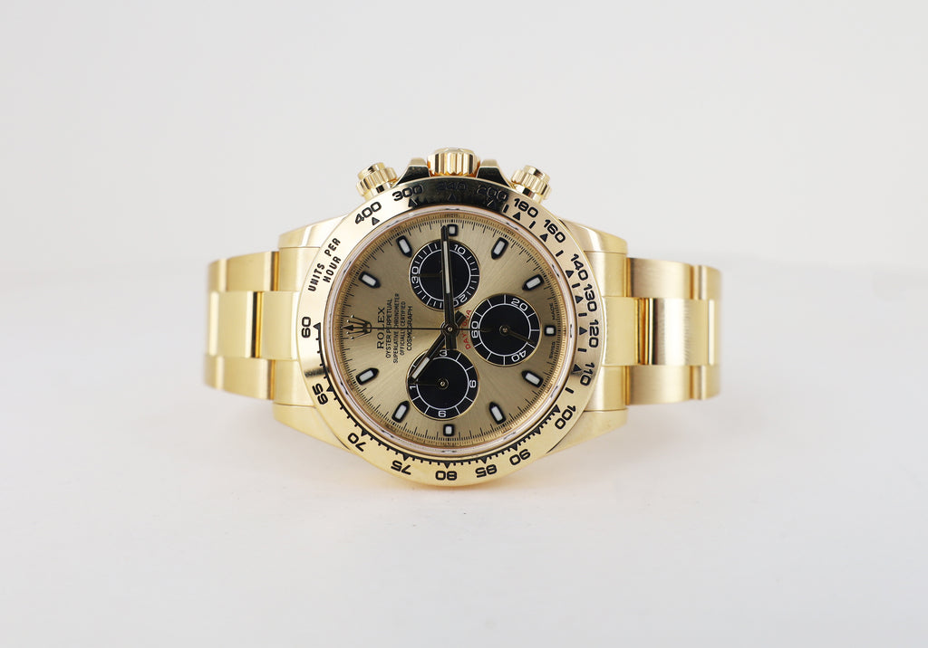 Rolex Daytona Yellow Gold Champagne/Black Index Dial Yellow Gold Bezel Oyster Bracelet 116508
