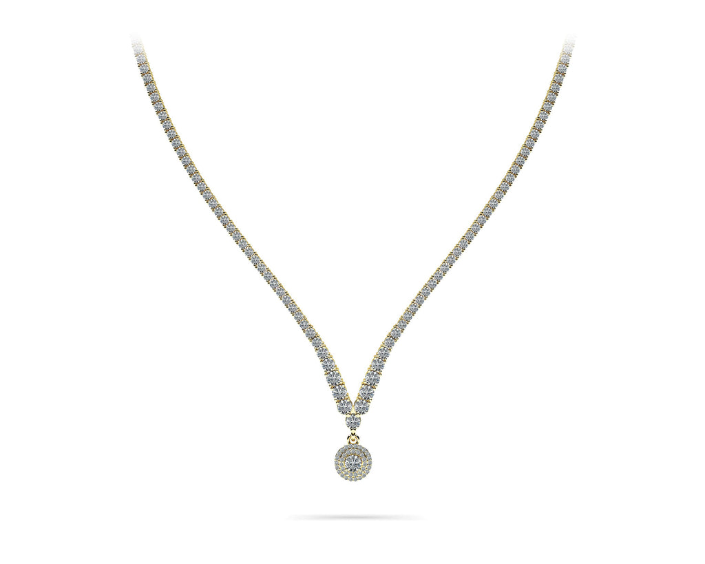 Remarkable Plunging V Neck Diamond Lab-Grown Diamond Necklace with 9.29 ct.(finished)