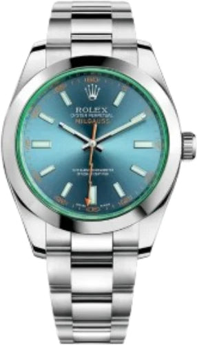 Rolex Milgauss Green Crystal Stainless Steel Blue Dial & Bezel Oyster Bracelet 116400GV