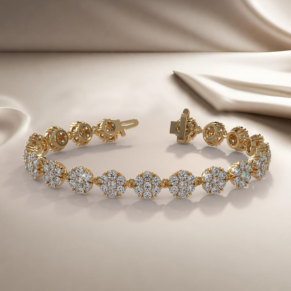 Flowers Of Love Diamond Bracelet with 7.98 ct.(finished) 2.5mm