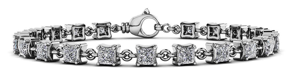 Unique Princess Cut Diamond Link Tennis Lab-Grown Diamond Bracelet with 5.61 ct.(finished) 3.5mm