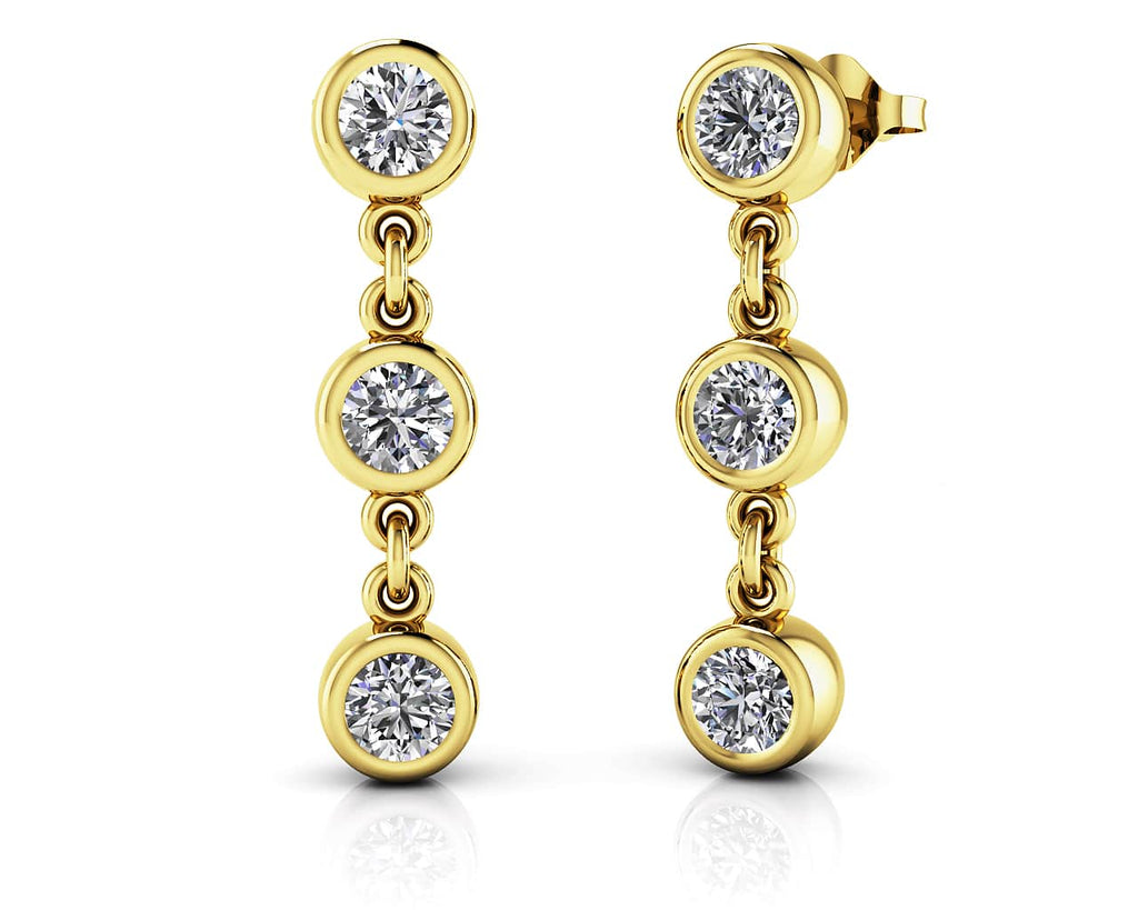 Six Stone Diamond Drop Diamond Earrings with 0.96 ct.(finished) 3.5mm