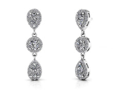 Load image into Gallery viewer, Dazzling Pear And Round Diamond Drop Earrings Diamond  with 1.58 ct.(finished) 5x3mm, 1mm, 3.5mm