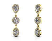 Load image into Gallery viewer, Dazzling Pear And Round Diamond Drop Diamond Earrings with 1.58 ct.(finished) 5x3mm, 1mm, 3.5mm