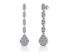 Load image into Gallery viewer, Sparkling Pear Drop Cluster Earrings Diamond  with 1.96 ct.(finished) 2.5mm, 2.75mm