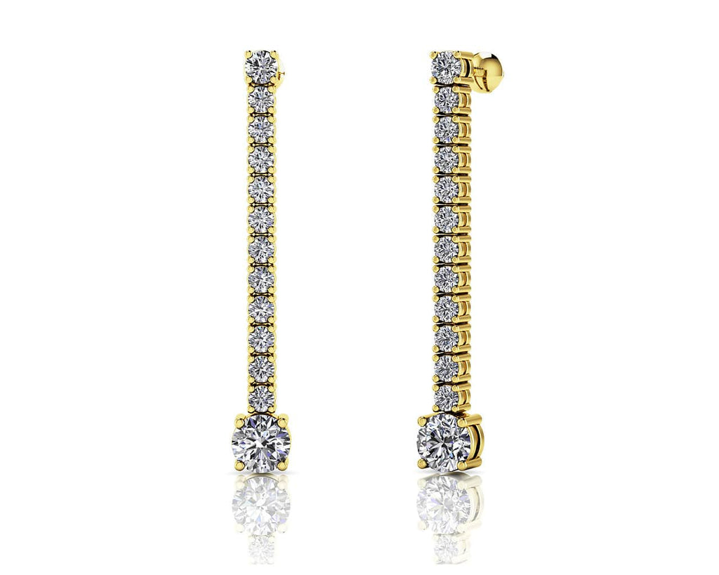 Dazzling Dangle Diamond Drop Diamond Earrings with 1.55 ct.(finished) 2mm, 2.5mm, 4.5mm