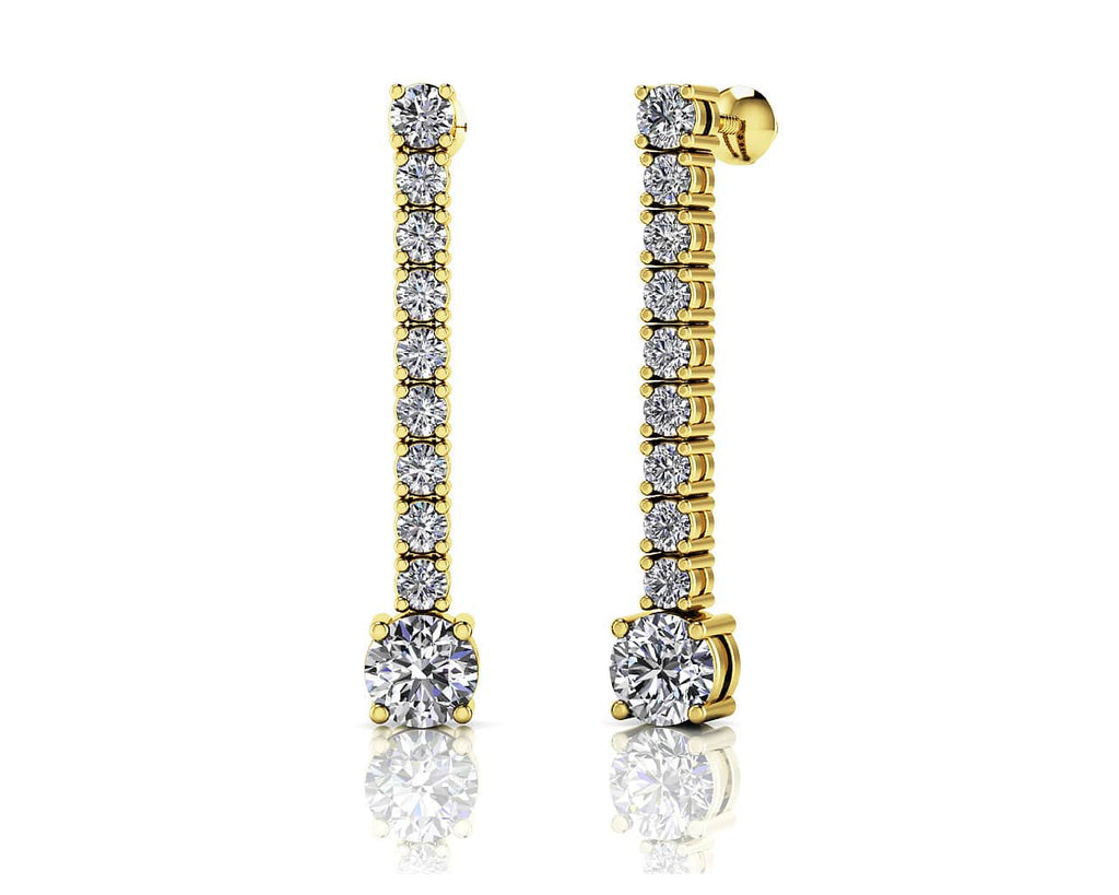 Twenty Diamonds Dangle Drop Diamond Earrings with 0.97 ct.(finished) 2mm, 2.5mm, 3.5mm