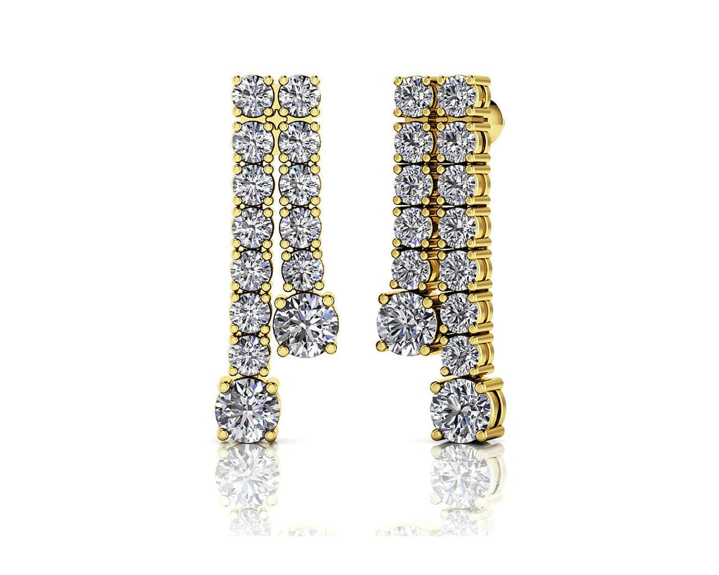 Double Strand Graduated Diamond Dangle Diamond Earrings with 1.63 ct.(finished) 2mm, 3.5mm