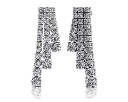 Graduated Diamond Triple Row Drop Earrings Diamond  with 3.93 ct.(finished)