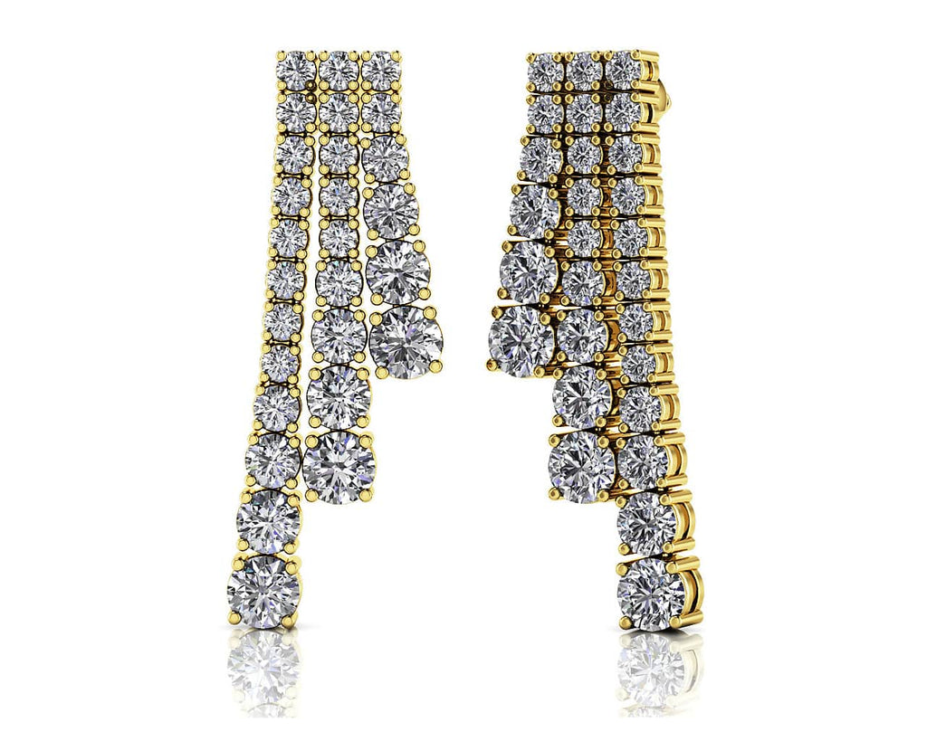 Graduated Diamond Triple Row Drop Diamond Earrings with 3.93 ct.(finished)