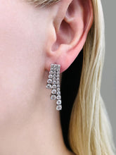 Load image into Gallery viewer, Graduated Diamond Triple Row Drop Diamond Earrings with 3.93 ct.(finished)