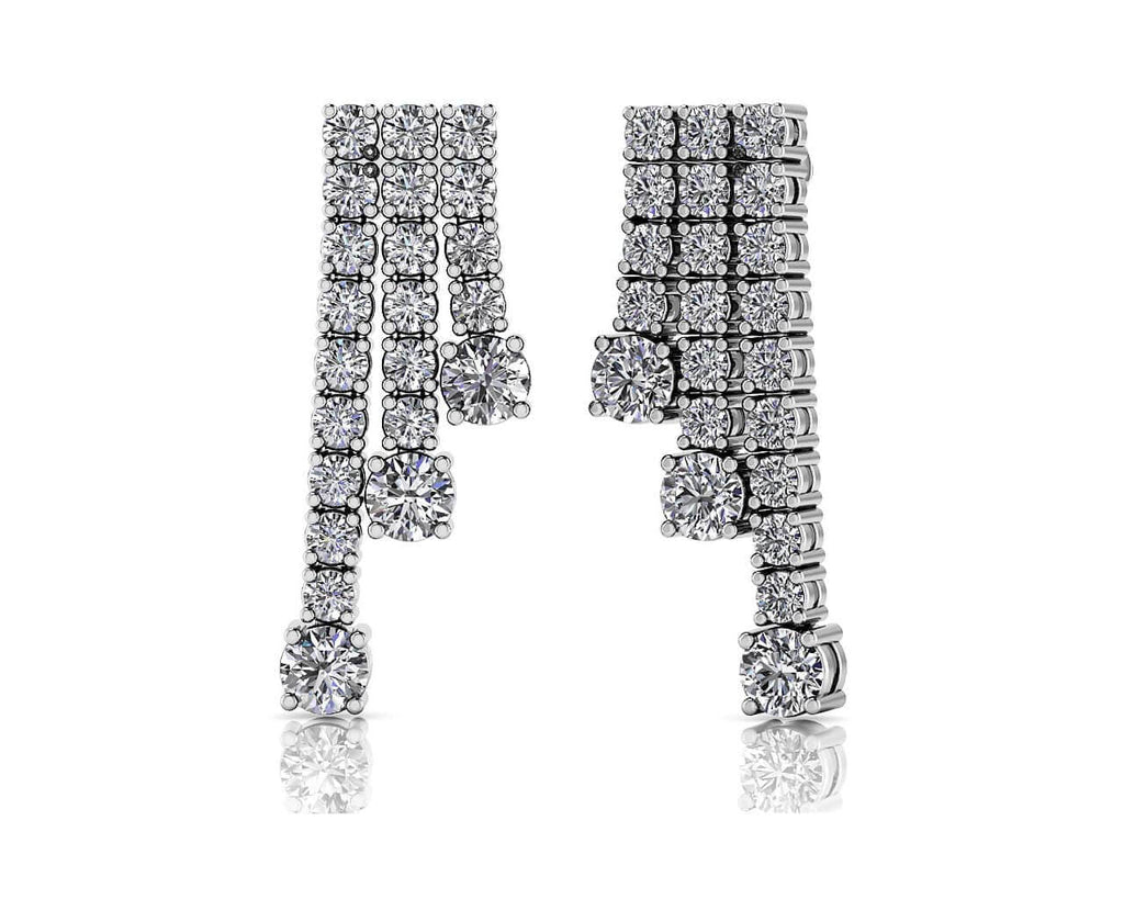 Triple Strand Diamond Dangle Drop Earrings Diamond  with 2.21 ct.(finished) 2mm, 3.5mm