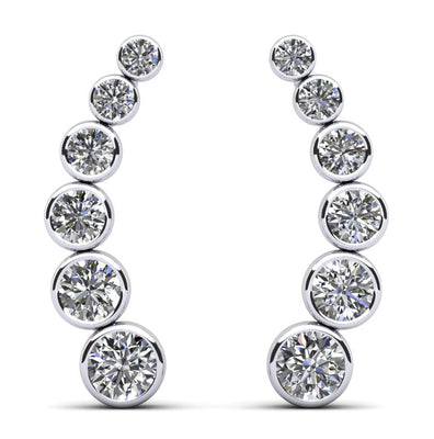 Bezel Set Diamond Journey Earrings Diamond  with 2.01 ct.(finished)