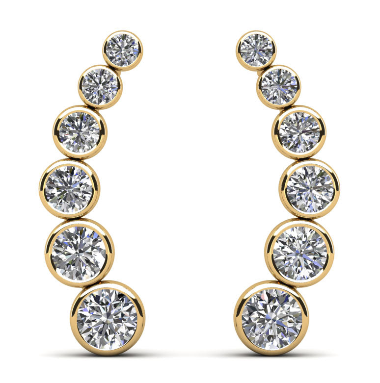 Bezel Set Diamond Journey Diamond Earrings with 2.01 ct.(finished)