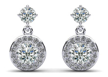 Load image into Gallery viewer, Heavenly Halo Drop Earrings Diamond  with 1.08 ct.(finished) 1mm, 3.8mm, 4mm