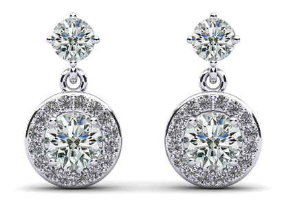 Heavenly Halo Drop Earrings Diamond  with 2.00 ct.(finished) 1.1mm, 3.8mm, 5.5mm
