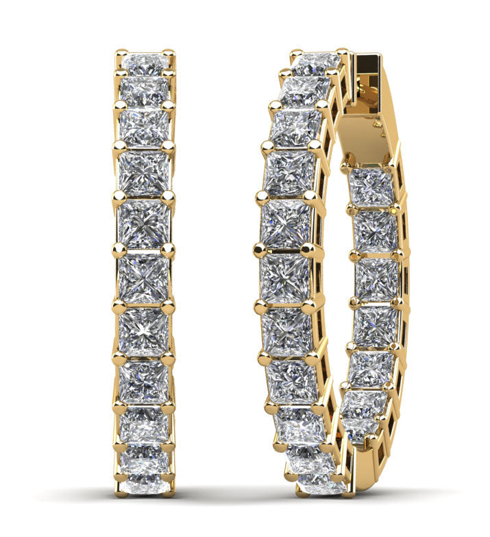 Princess Cut Diamond Hoop Earrings Small Lab-Grown Diamond  with 8.54 ct.(finished) 3.5mm