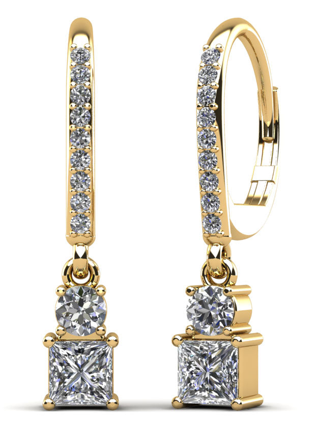 Darling Diamond Drop Diamond Earrings with 0.83 ct.(finished) 1.2mm, 2.7mm, 3.5mm