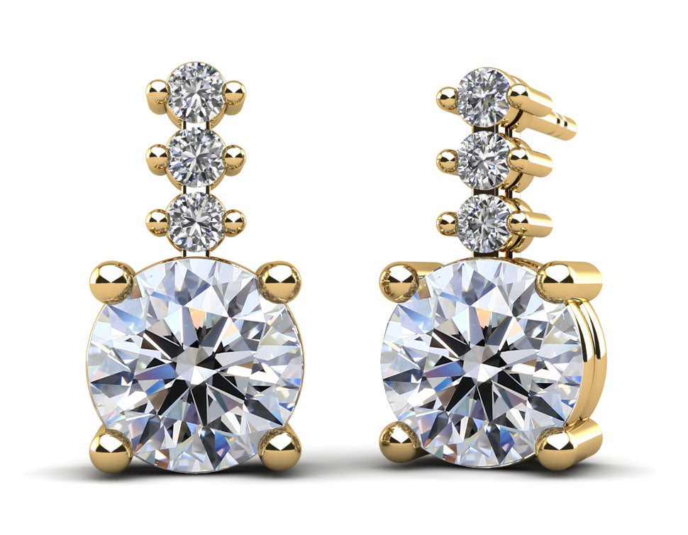 Brilliant Round Drop Diamond Earrings with 1.09 ct.(finished) 1.5mm, 5mm
