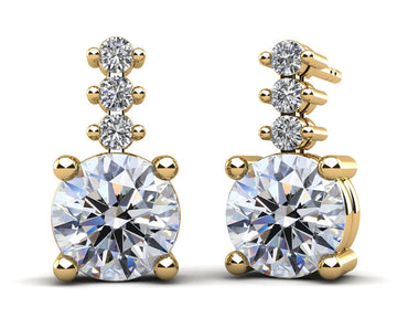 Brilliant Round Drop Diamond Earrings with 1.09 ct.(finished) 1.5mm, 5mm