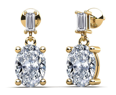 Splendid Oval Cut Diamond Drop Diamond Earrings with 2.12 ct.(finished) 3x1.5mm, 7x5mm