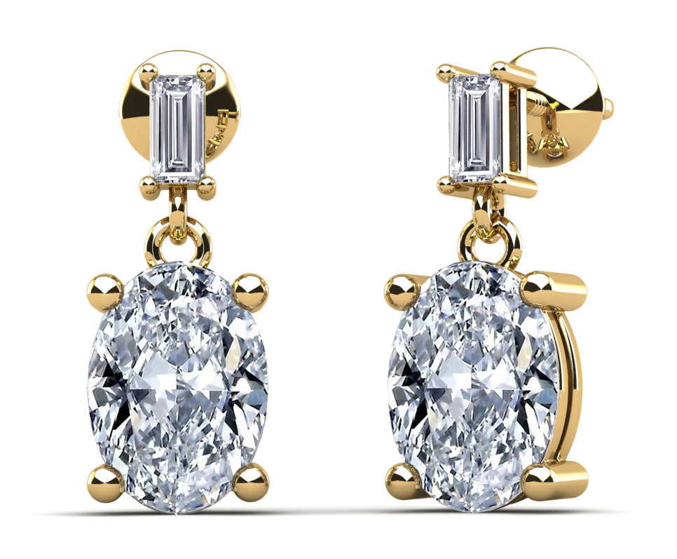 Splendid Oval Cut Diamond Drop Diamond Earrings with 2.12 ct.(finished) 3x1.5mm, 7x5mm