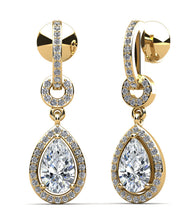 Load image into Gallery viewer, Pear Drop Dangle Diamond Earrings with 1.92 ct.(finished) 8x5mm, 1mm