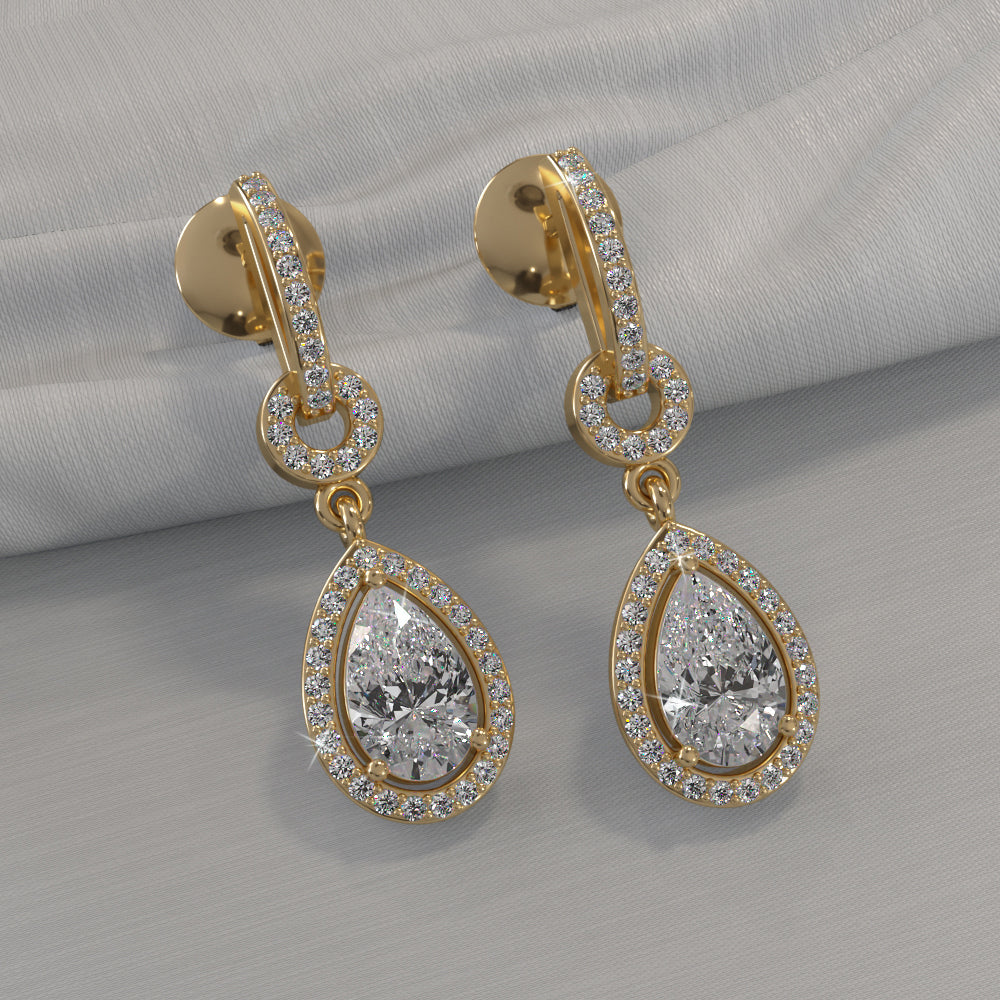 Pear Drop Dangle Diamond Earrings with 0.98 ct.(finished) 6x4mm, 1mm