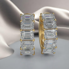 Load image into Gallery viewer, Emerald Cut Ten Stone Diamond Hoops Diamond  with 7.00 ct.(finished) 6x4mm