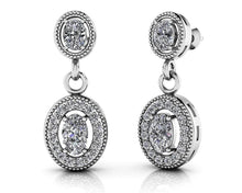 Load image into Gallery viewer, Vintage Oval Drop Earrings Diamond  with 1.12 ct.(finished) 4X3mm, 5X3mm, 1.1mm